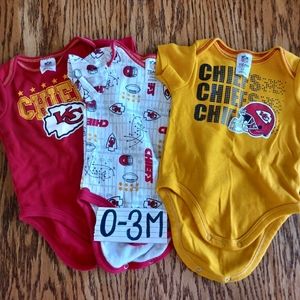Bundle of three Kansas City Chiefs onesies size 0-3M